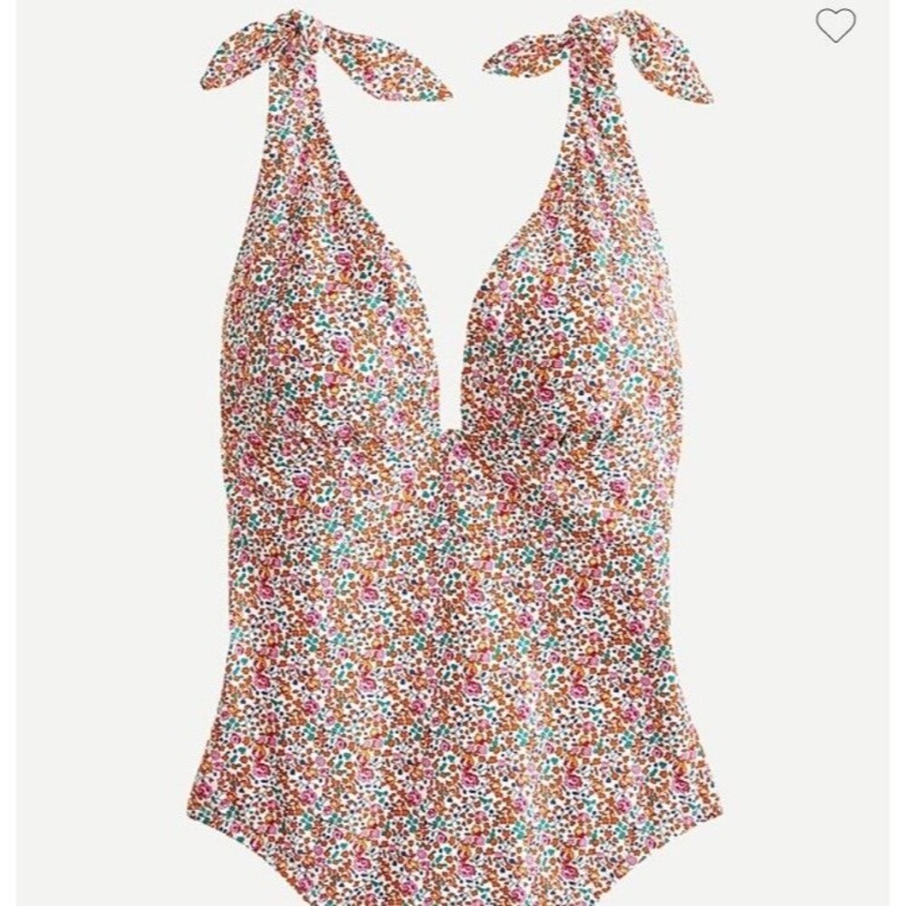J Crew Liberty Arts Swimsuit Eloise Floral One Piece Tie-Shoulder NWT Size 24